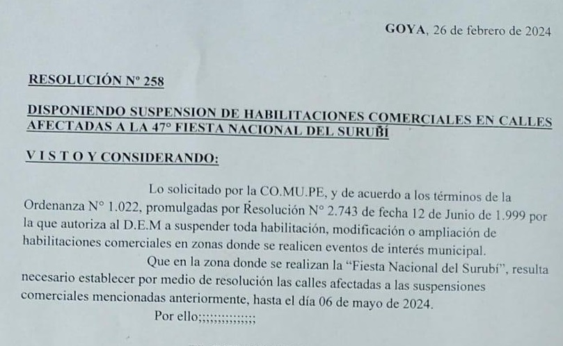 MUNICIPALIDAD SUSPENDE HABILITACIÓN DE NEGOCIOS GASTRONÓMICOS CERCANOS AL PREDIO COSTA SURUBÍ