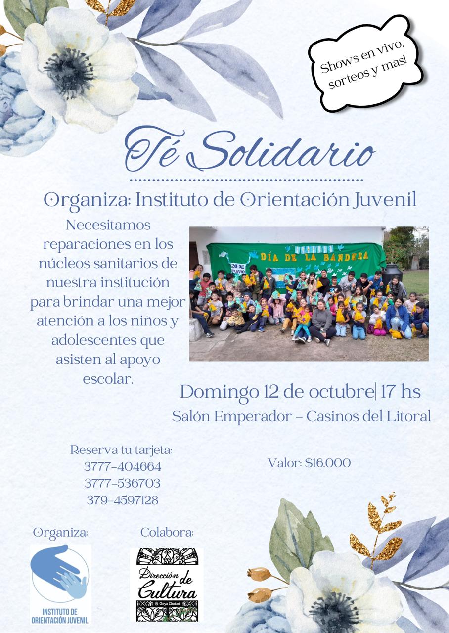 TÉ SOLIDARIO A BENEFICIO DEL INSTITUTO DE ORIENTACIÓN JUVENIL