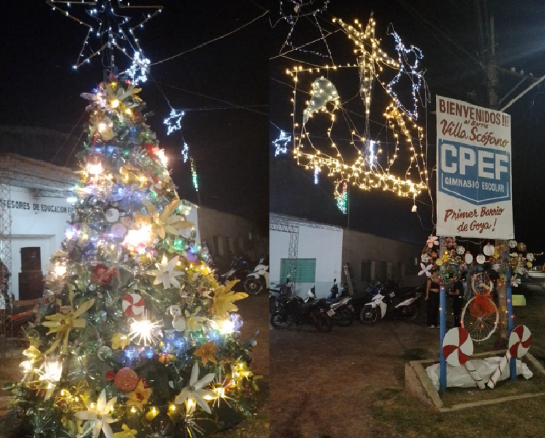 EL BARRIO SCÓFANO DE GOYA BRILLA JUNTO A SU ARBOLITO DE NAVIDAD