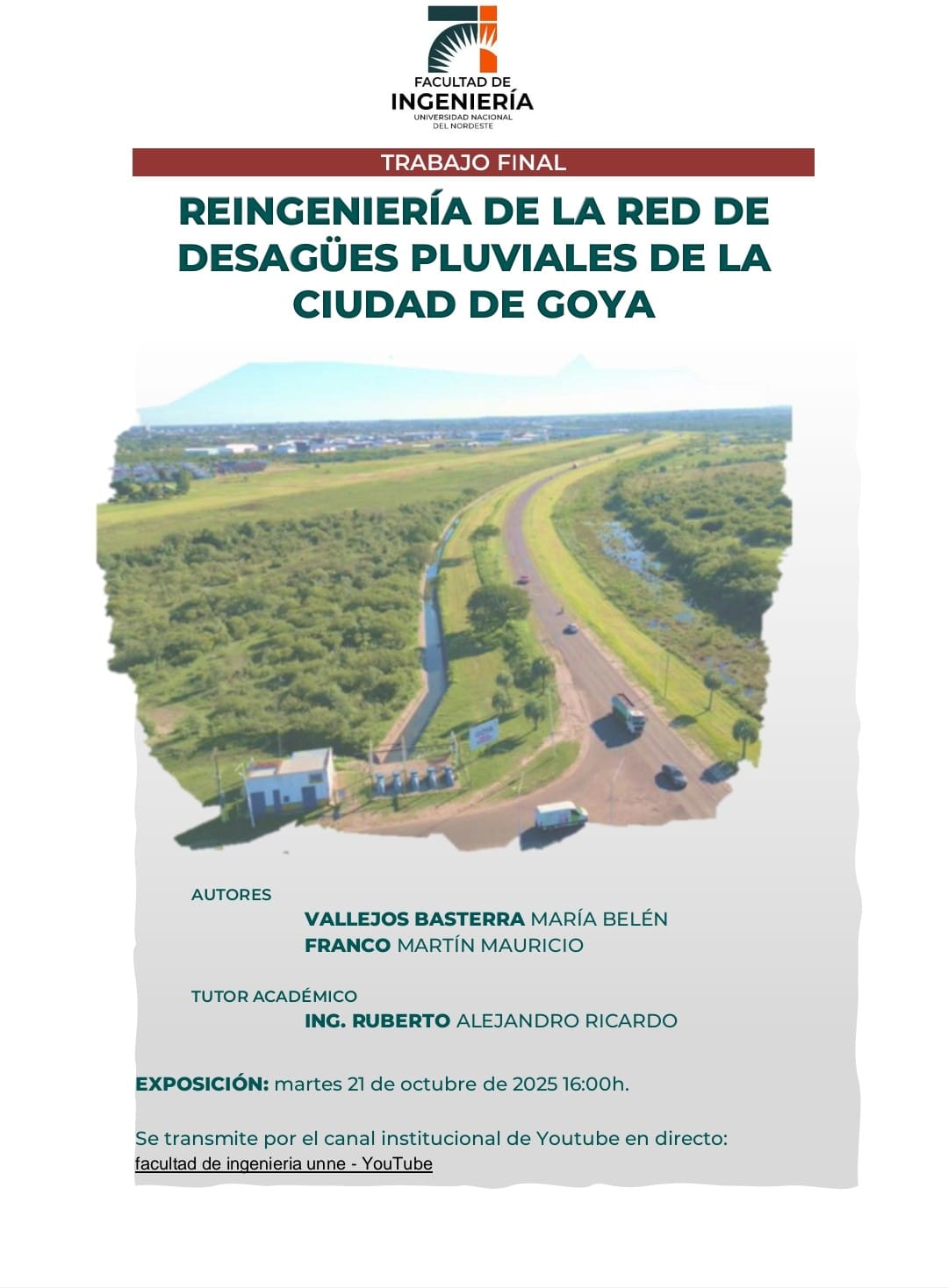 ESTUDIANTES DE LA FACULTAD DE INGENIERÍA DE LA UNNE PRESENTAN TRABAJO DE LA RED DESAGÜES PLUVIALES DE GOYA