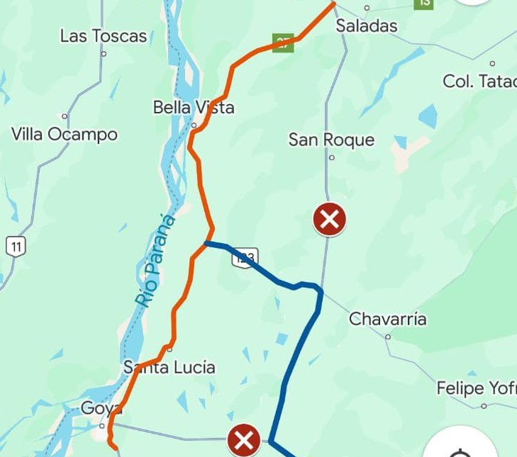 VIALIDAD NACIONAL DISPONE UN NUEVO DESVÍO TRAS INTERRUMPIR EL TRÁNSITO SOBRE LA RUTA NACIONAL 12 EN CERCANÍAS A LA CIUDAD DE SAN ROQUE