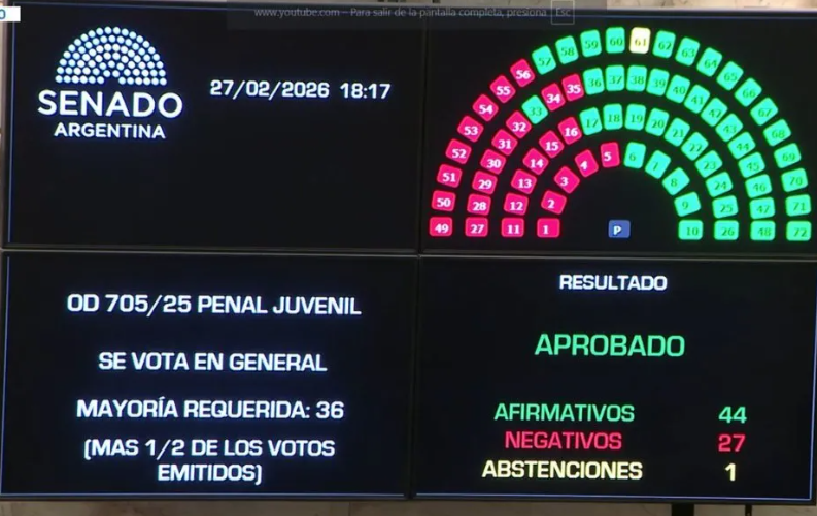 EL SENADO APROBÓ LA REFORMA A LA LEY PENAL JUVENIL: LA EDAD DE IMPUTABILIDAD BAJA A 14 AÑOS