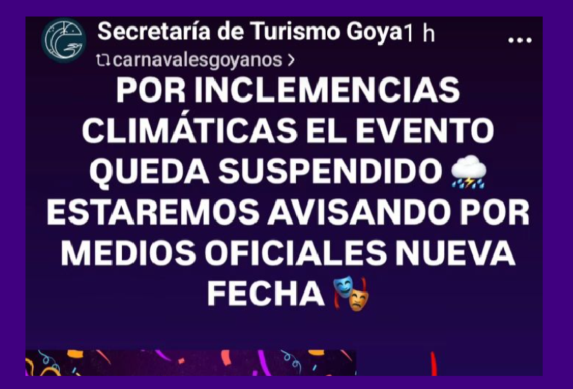GOYA: POSTERGAN LA PRESENTACIÓN DE LOS CARNAVALES 2026 